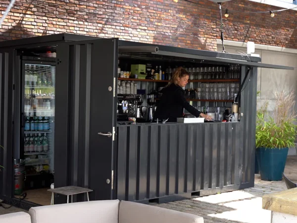 Conteneur Bar Démontable 6×2m XL Bleu RAL5015 – Image 2